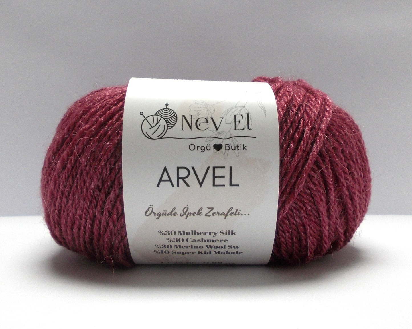 Nevel Arvel Yarn – Luxury Winter Yarn – Mulberry Silk, Cashmere, Merino & Mohair – Soft, Silky - Fun to Knit – 13 Colors