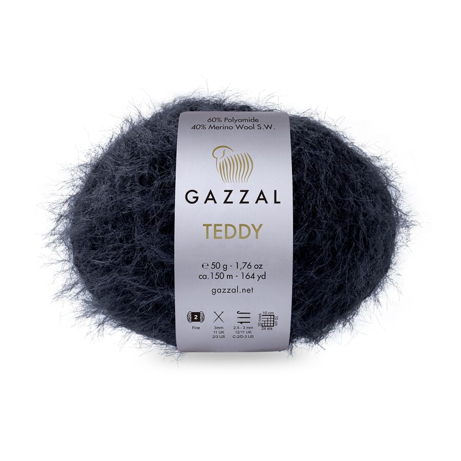 Gazzal Teddy Yarn – Soft Plush Sport Weight Yarn 50g 150m – Merino Blend for Knitting and Crochet