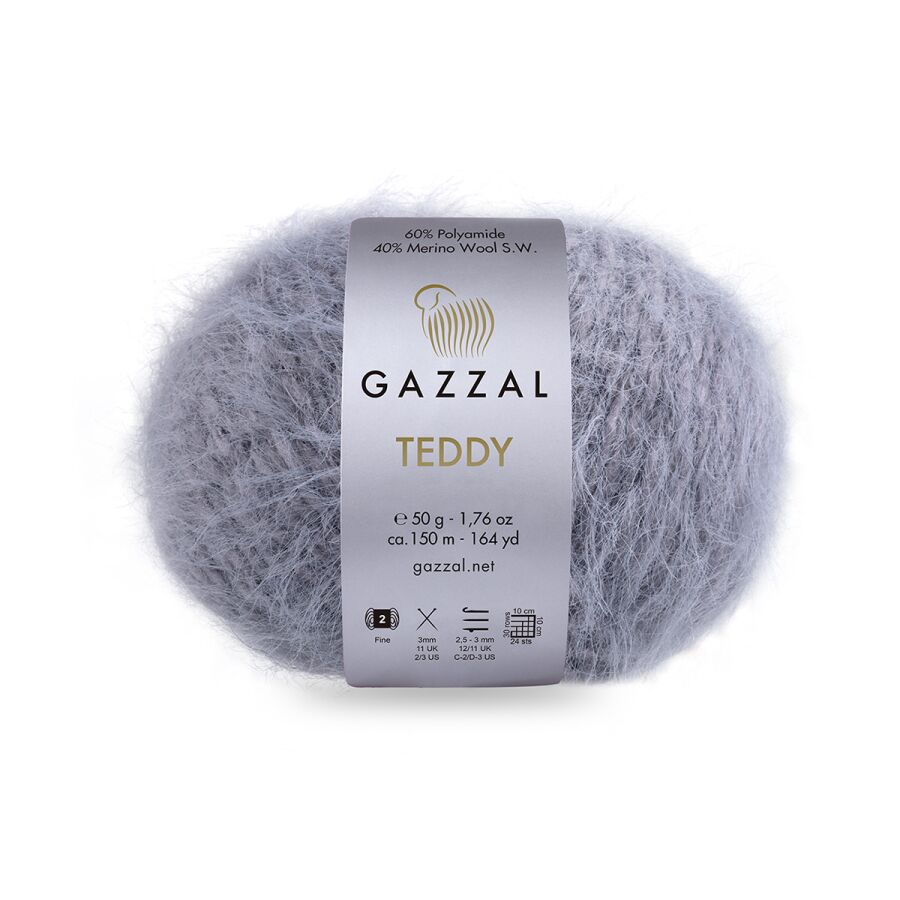 Gazzal Teddy Yarn – Soft Plush Sport Weight Yarn 50g 150m – Merino Blend for Knitting and Crochet