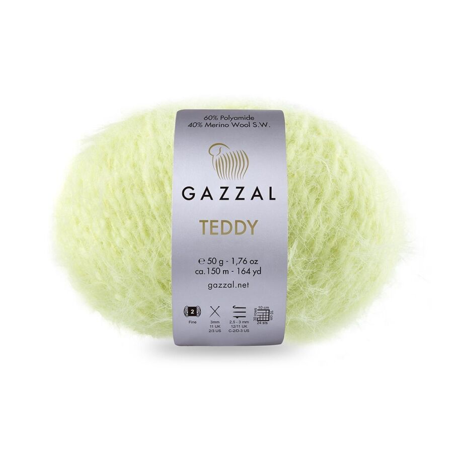 Gazzal Teddy Yarn – Soft Plush Sport Weight Yarn 50g 150m – Merino Blend for Knitting and Crochet