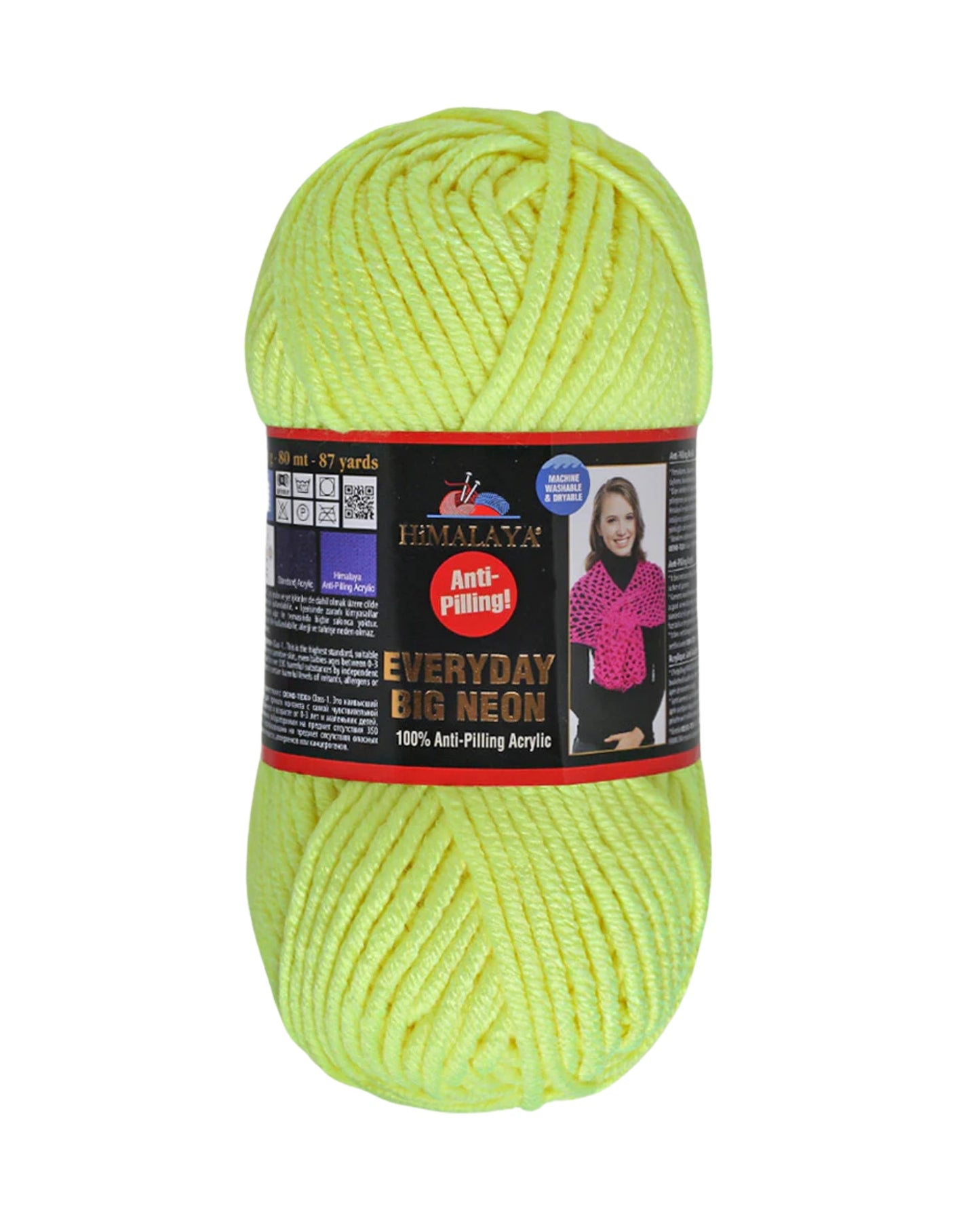 Himalaya Everyday Big Neon Yarn – Super Bulky 100 g / 80 m Anti‑Pilling Acrylic – Bright Neon Pink Chunky Yarn for Knitting & Crochet