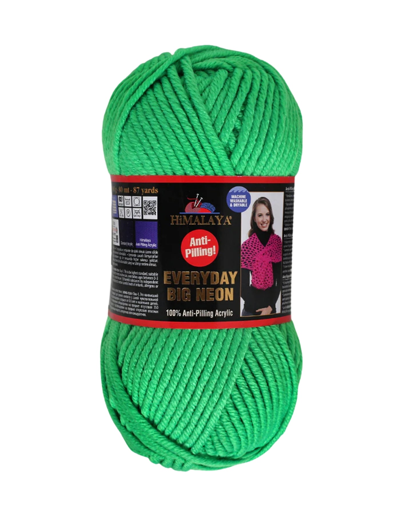 Himalaya Everyday Big Neon Yarn – Super Bulky 100 g / 80 m Anti‑Pilling Acrylic – Bright Neon Pink Chunky Yarn for Knitting & Crochet