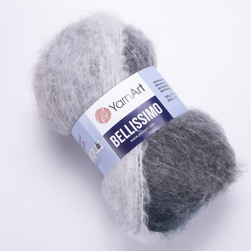 YarnArt Bellissimo Variegated Yarn – 150g / 330m – 13% Mohair, Soft & Fluffy – Perfect for Knitting - Crochet