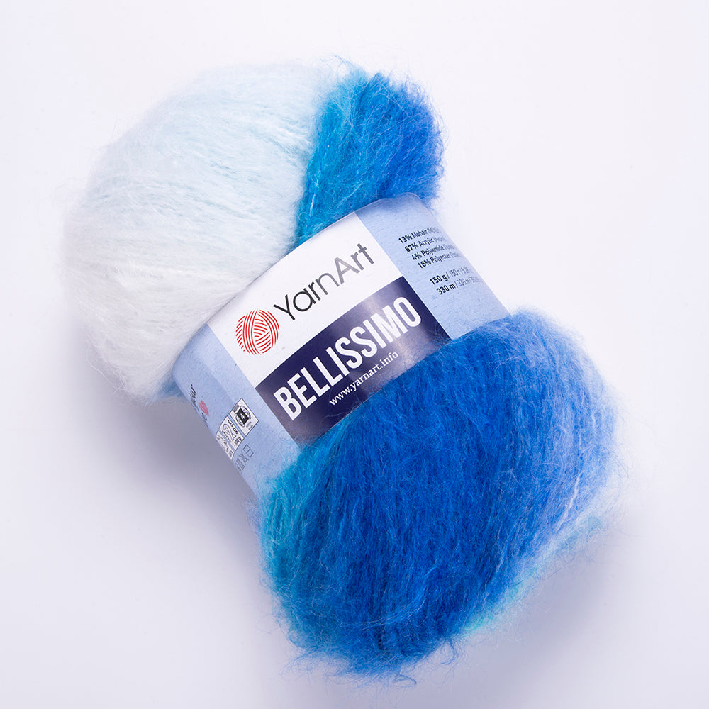YarnArt Bellissimo Variegated Yarn – 150g / 330m – 13% Mohair, Soft & Fluffy – Perfect for Knitting - Crochet