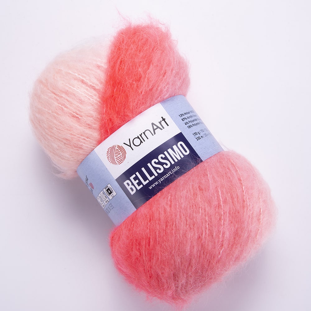 YarnArt Bellissimo Variegated Yarn – 150g / 330m – 13% Mohair, Soft & Fluffy – Perfect for Knitting - Crochet