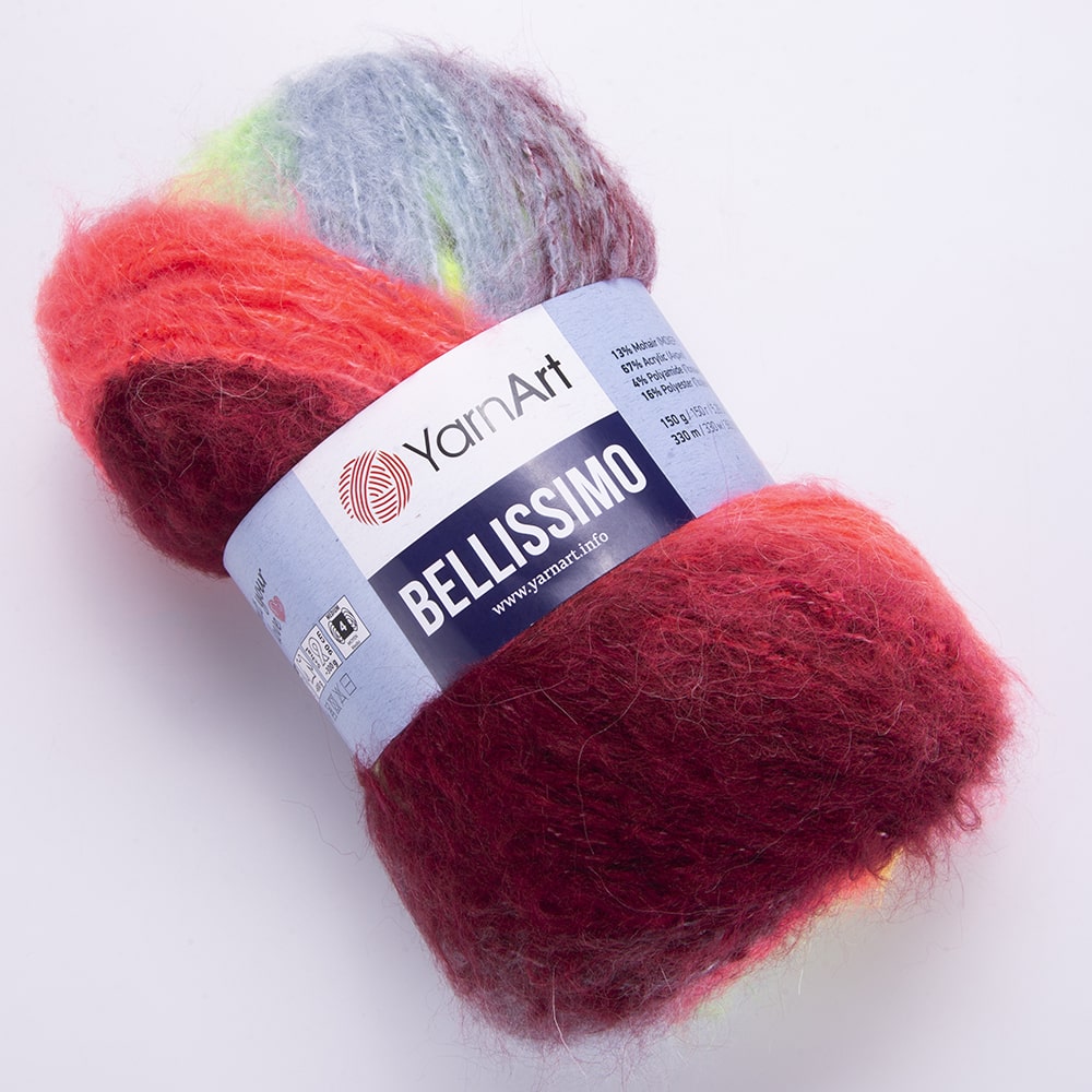YarnArt Bellissimo Variegated Yarn – 150g / 330m – 13% Mohair, Soft & Fluffy – Perfect for Knitting - Crochet