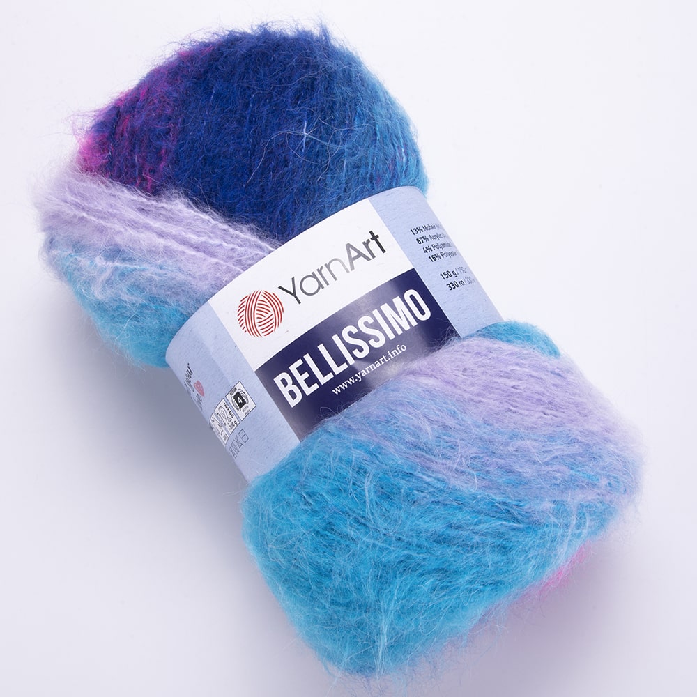 YarnArt Bellissimo Variegated Yarn – 150g / 330m – 13% Mohair, Soft & Fluffy – Perfect for Knitting - Crochet