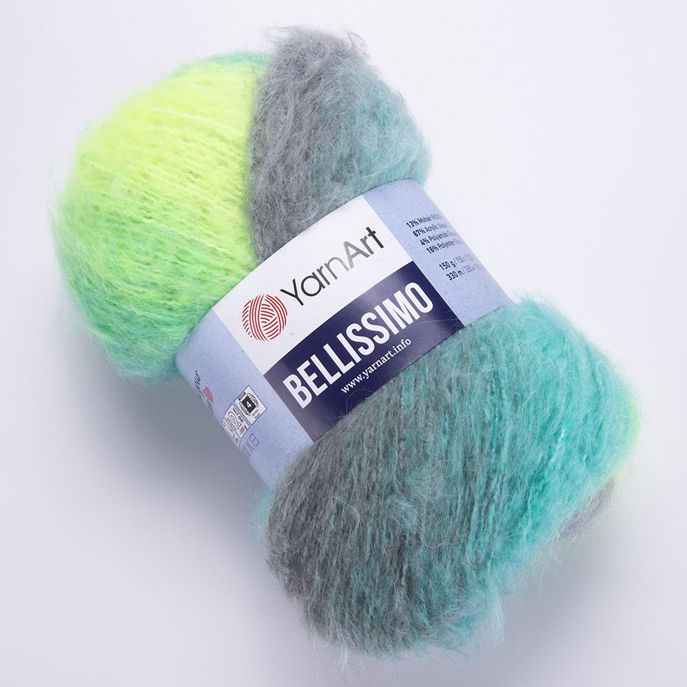 YarnArt Bellissimo Variegated Yarn – 150g / 330m – 13% Mohair, Soft & Fluffy – Perfect for Knitting - Crochet