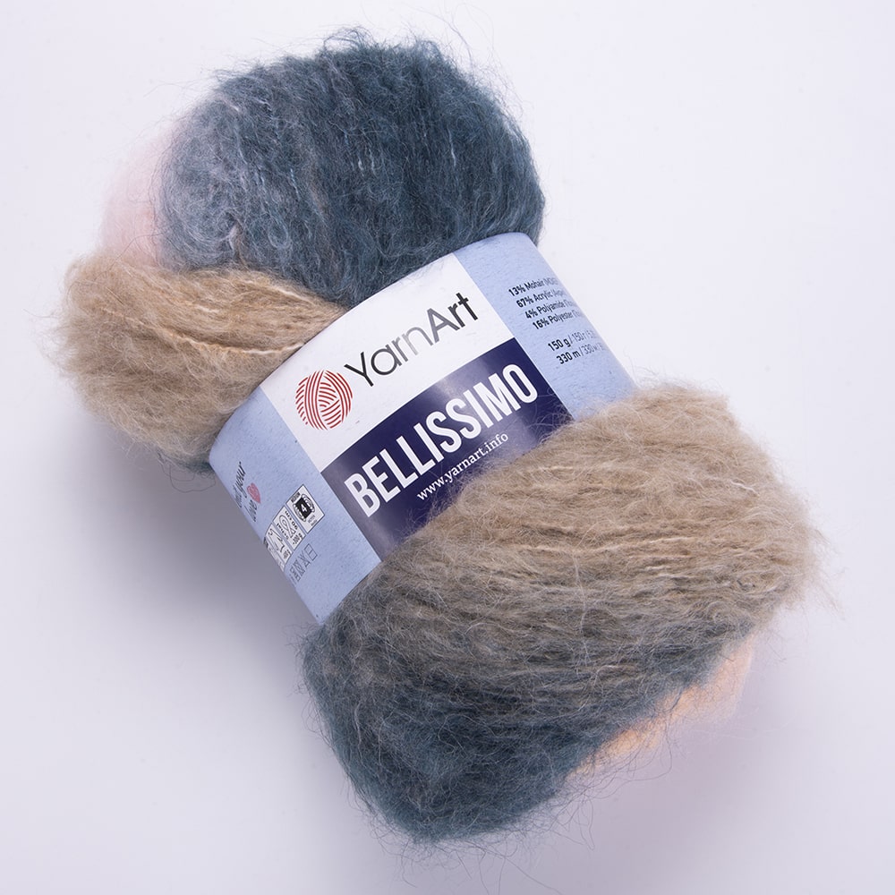 YarnArt Bellissimo Variegated Yarn – 150g / 330m – 13% Mohair, Soft & Fluffy – Perfect for Knitting - Crochet