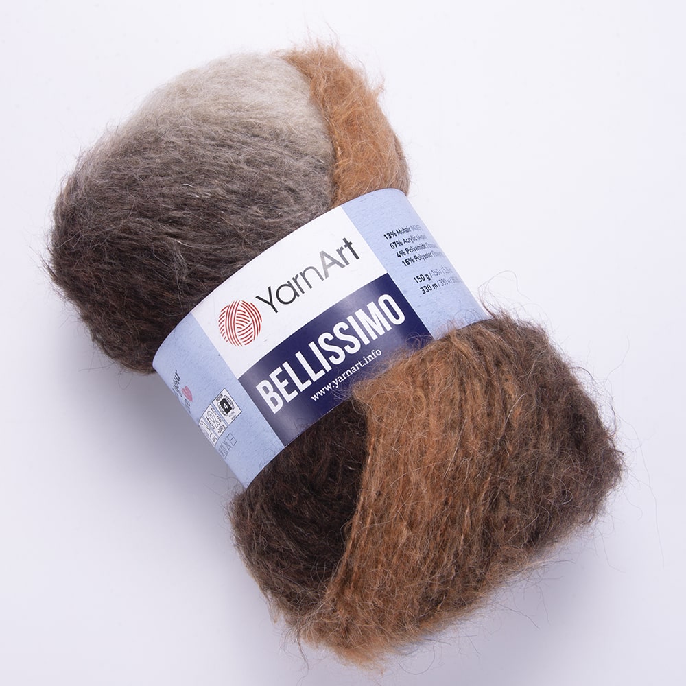 YarnArt Bellissimo Variegated Yarn – 150g / 330m – 13% Mohair, Soft & Fluffy – Perfect for Knitting - Crochet
