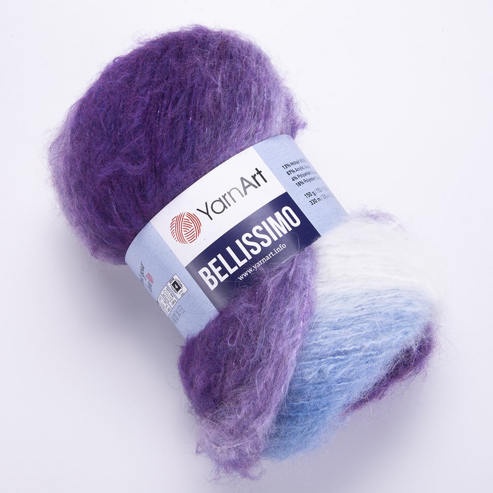 YarnArt Bellissimo Variegated Yarn – 150g / 330m – 13% Mohair, Soft & Fluffy – Perfect for Knitting - Crochet