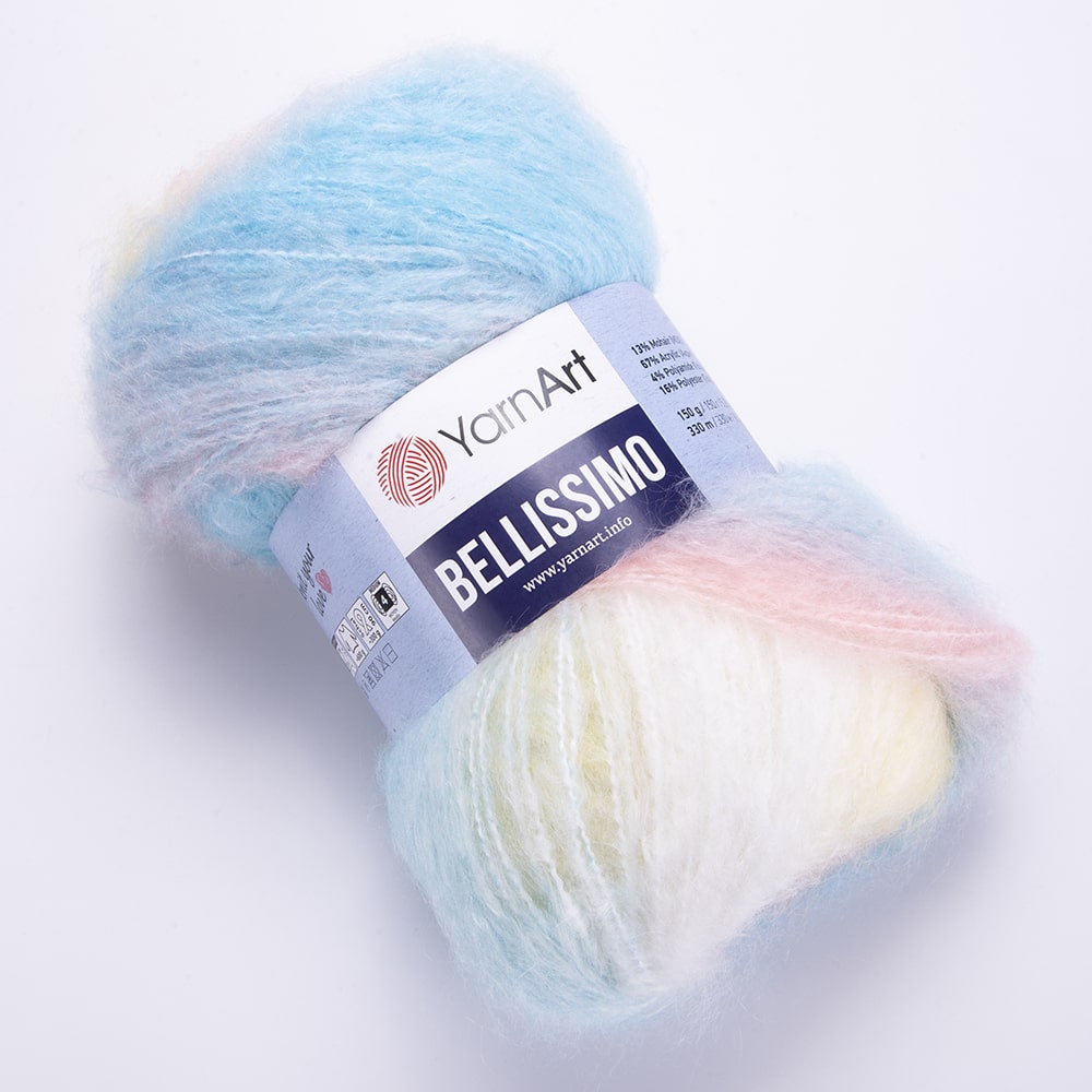 YarnArt Bellissimo Variegated Yarn – 150g / 330m – 13% Mohair, Soft & Fluffy – Perfect for Knitting - Crochet