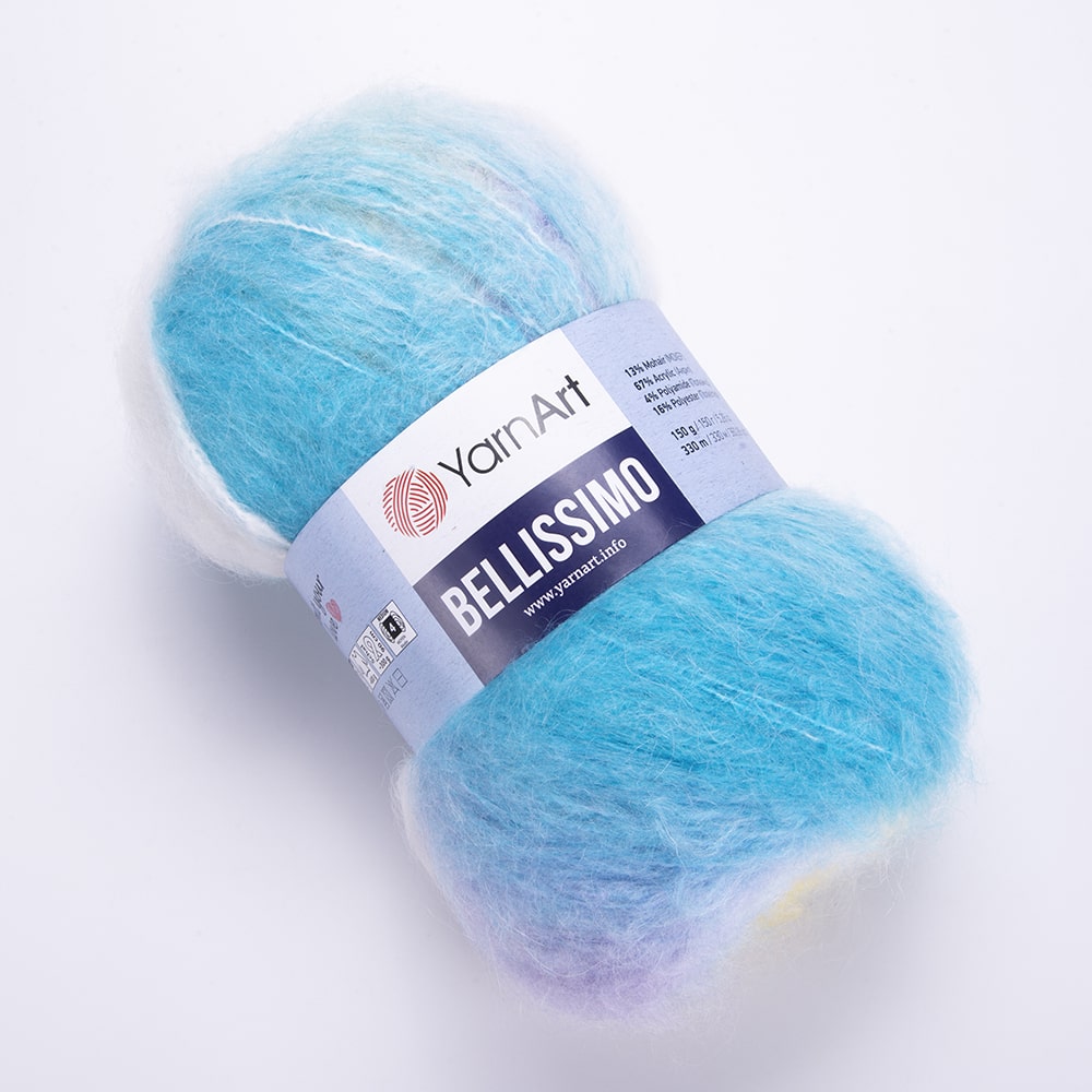 YarnArt Bellissimo Variegated Yarn – 150g / 330m – 13% Mohair, Soft & Fluffy – Perfect for Knitting - Crochet