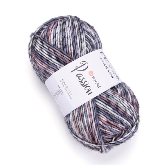 YarnArt Passion Variegated Yarn– Variegated Wool Blend Yarn, 100g/200m, Worsted, 5mm, Cozy Multicolor for Winter Knits