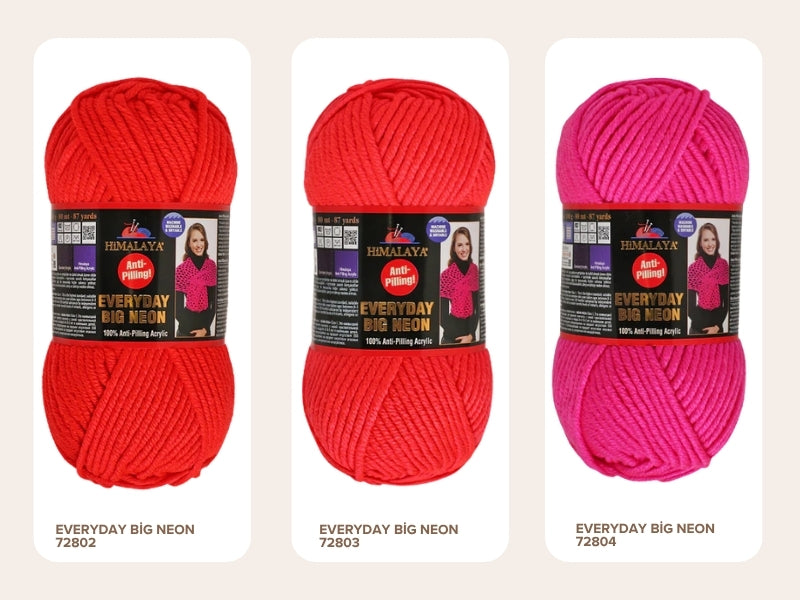 Himalaya Everyday Big Neon Yarn – Super Bulky 100 g / 80 m Anti‑Pilling Acrylic – Bright Neon Pink Chunky Yarn for Knitting & Crochet