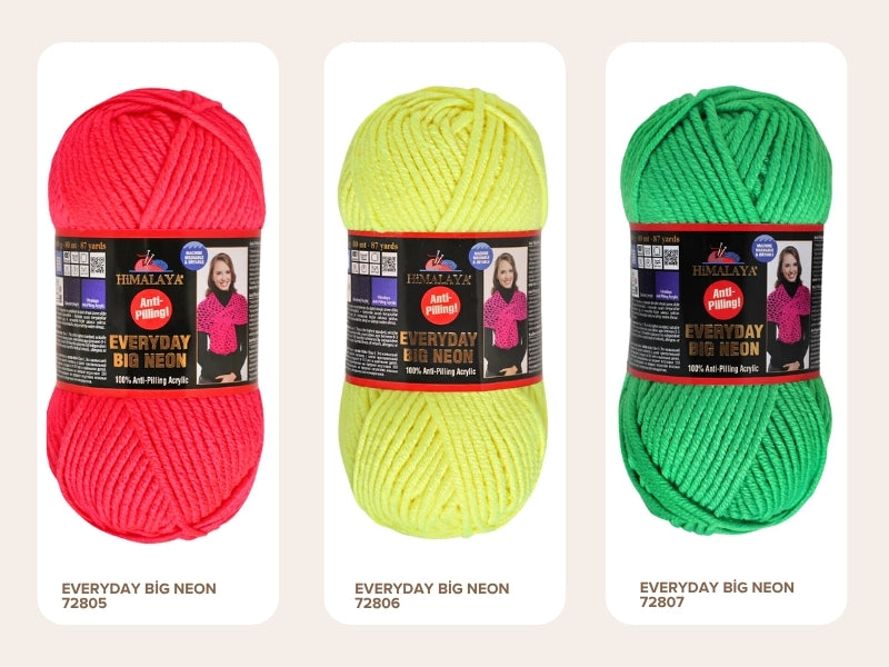 Himalaya Everyday Big Neon Yarn – Super Bulky 100 g / 80 m Anti‑Pilling Acrylic – Bright Neon Pink Chunky Yarn for Knitting & Crochet