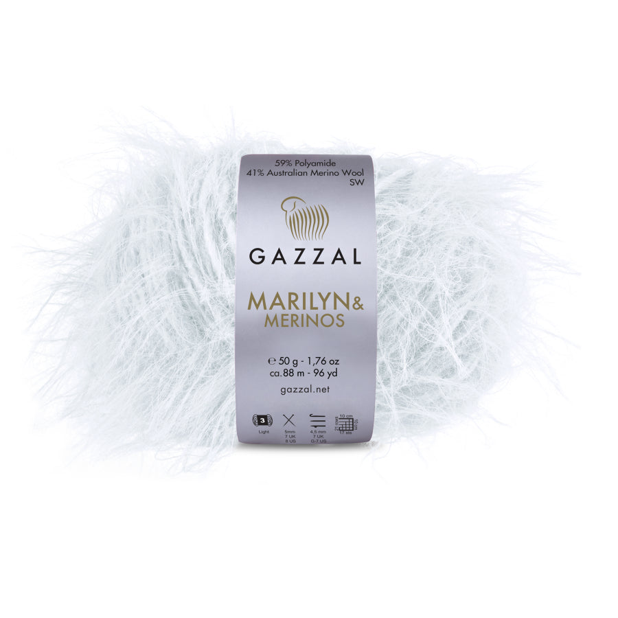 Gazzal Marilyn Merinos Yarn – Soft & Durable Merino Wool Blend for Sweaters, Cardigans, Scarves - Cozy Winter Knitting Projects