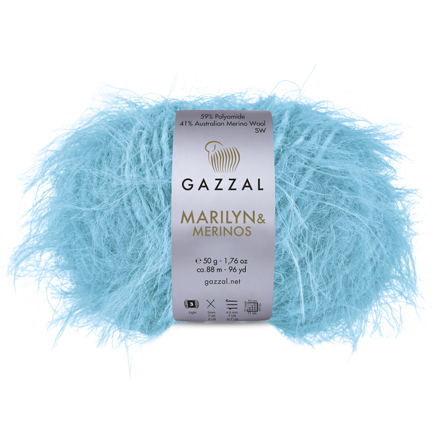 Gazzal Marilyn Merinos Yarn – Soft & Durable Merino Wool Blend for Sweaters, Cardigans, Scarves - Cozy Winter Knitting Projects