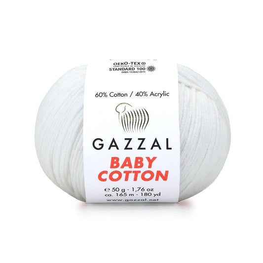 Gazzal Baby Cotton – Lightweight Soft Yarn for Babies & Kids | 50g, 165m