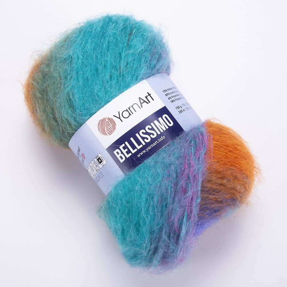 YarnArt Bellissimo Variegated Yarn – 150g / 330m – 13% Mohair, Soft & Fluffy – Perfect for Knitting - Crochet