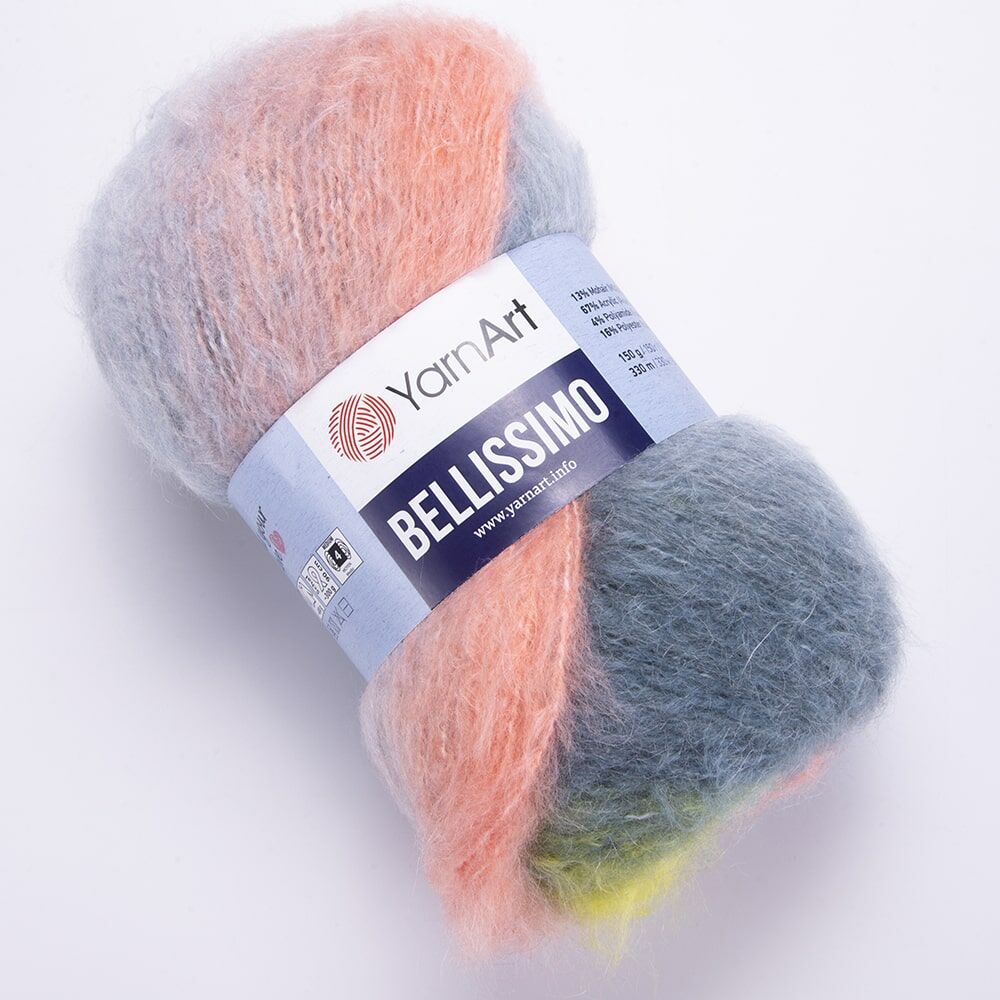 YarnArt Bellissimo Variegated Yarn – 150g / 330m – 13% Mohair, Soft & Fluffy – Perfect for Knitting - Crochet