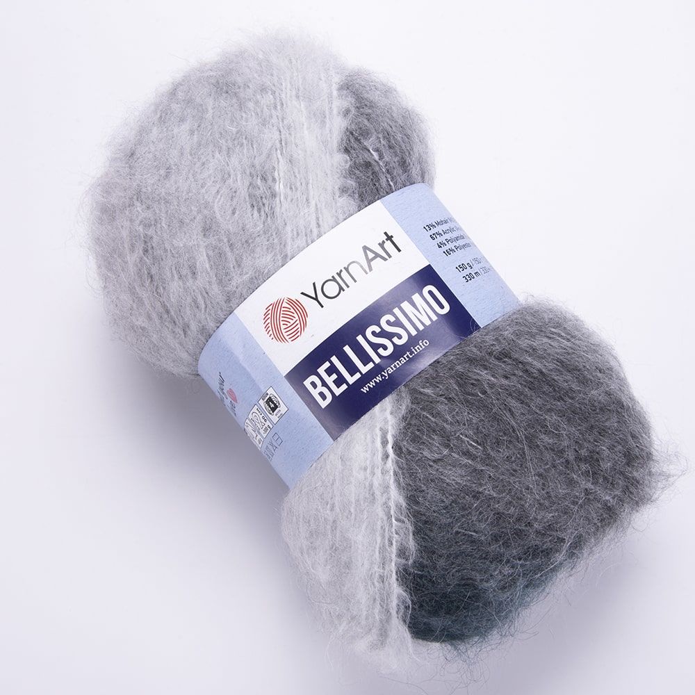 YarnArt Bellissimo Variegated Yarn – 150g / 330m – 13% Mohair, Soft & Fluffy – Perfect for Knitting - Crochet