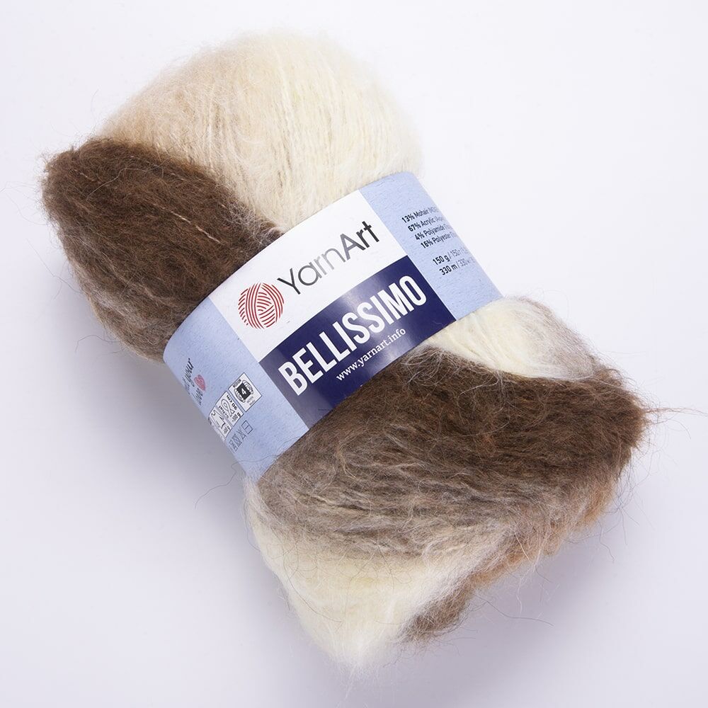YarnArt Bellissimo Variegated Yarn – 150g / 330m – 13% Mohair, Soft & Fluffy – Perfect for Knitting - Crochet