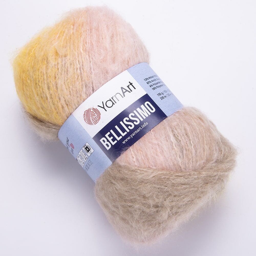 YarnArt Bellissimo Variegated Yarn – 150g / 330m – 13% Mohair, Soft & Fluffy – Perfect for Knitting - Crochet