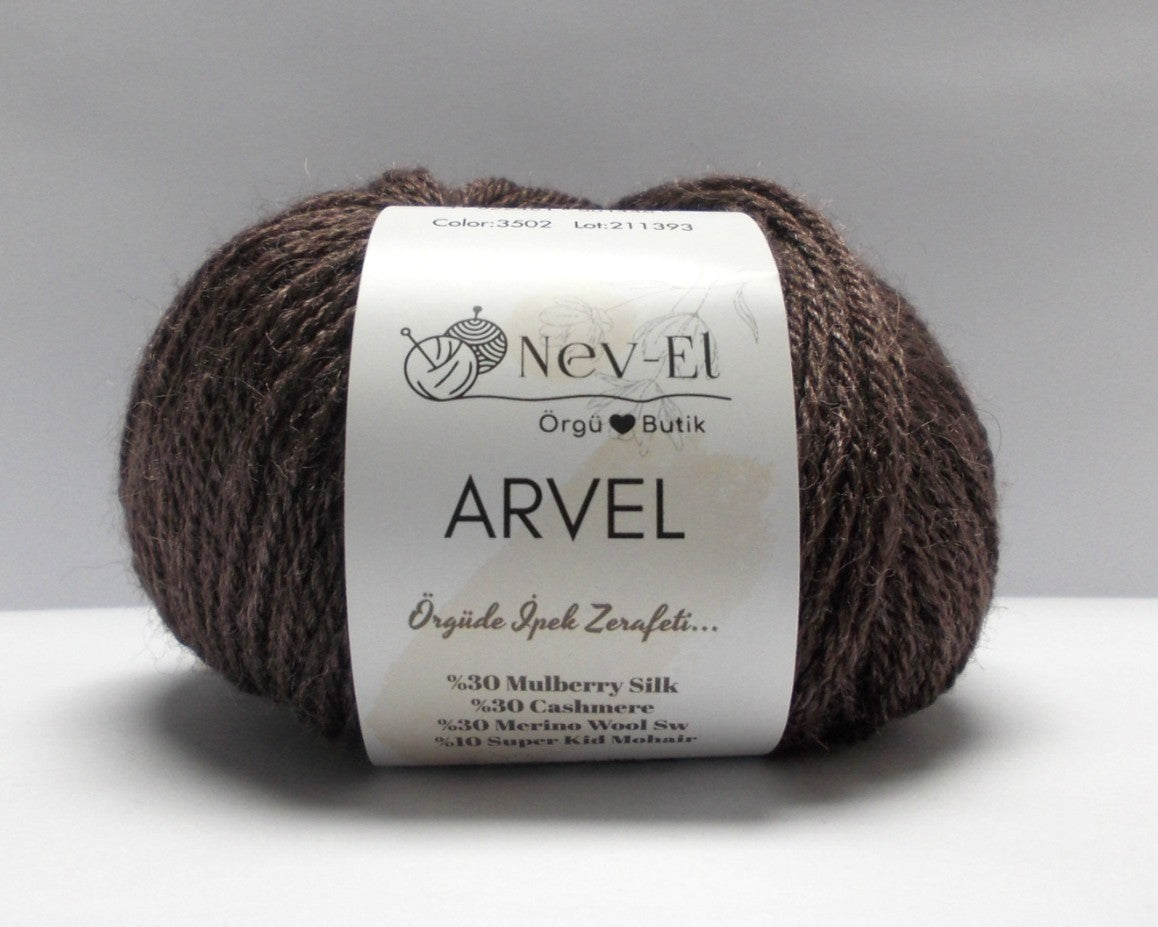 Nevel Arvel Yarn – Luxury Winter Yarn – Mulberry Silk, Cashmere, Merino & Mohair – Soft, Silky - Fun to Knit – 13 Colors