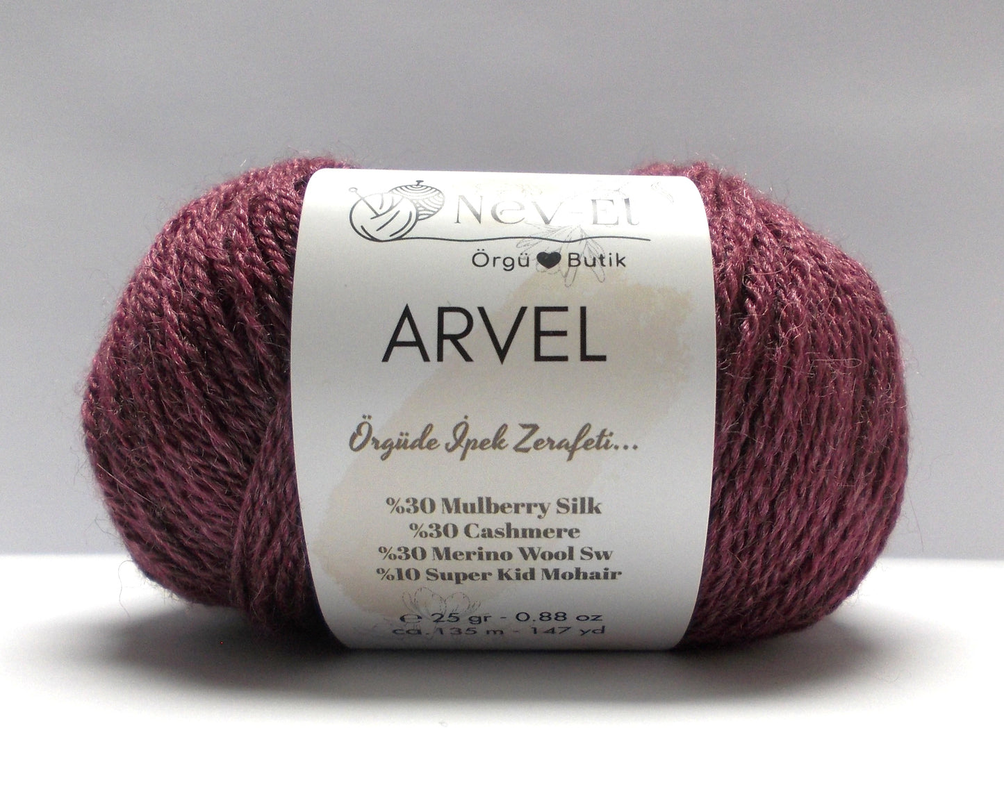 Nevel Arvel Yarn – Luxury Winter Yarn – Mulberry Silk, Cashmere, Merino & Mohair – Soft, Silky - Fun to Knit – 13 Colors
