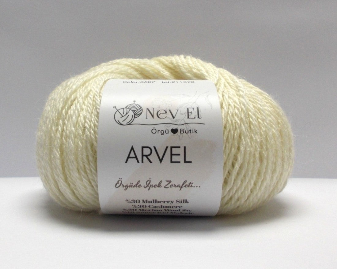 Nevel Arvel Yarn – Luxury Winter Yarn – Mulberry Silk, Cashmere, Merino & Mohair – Soft, Silky - Fun to Knit – 13 Colors