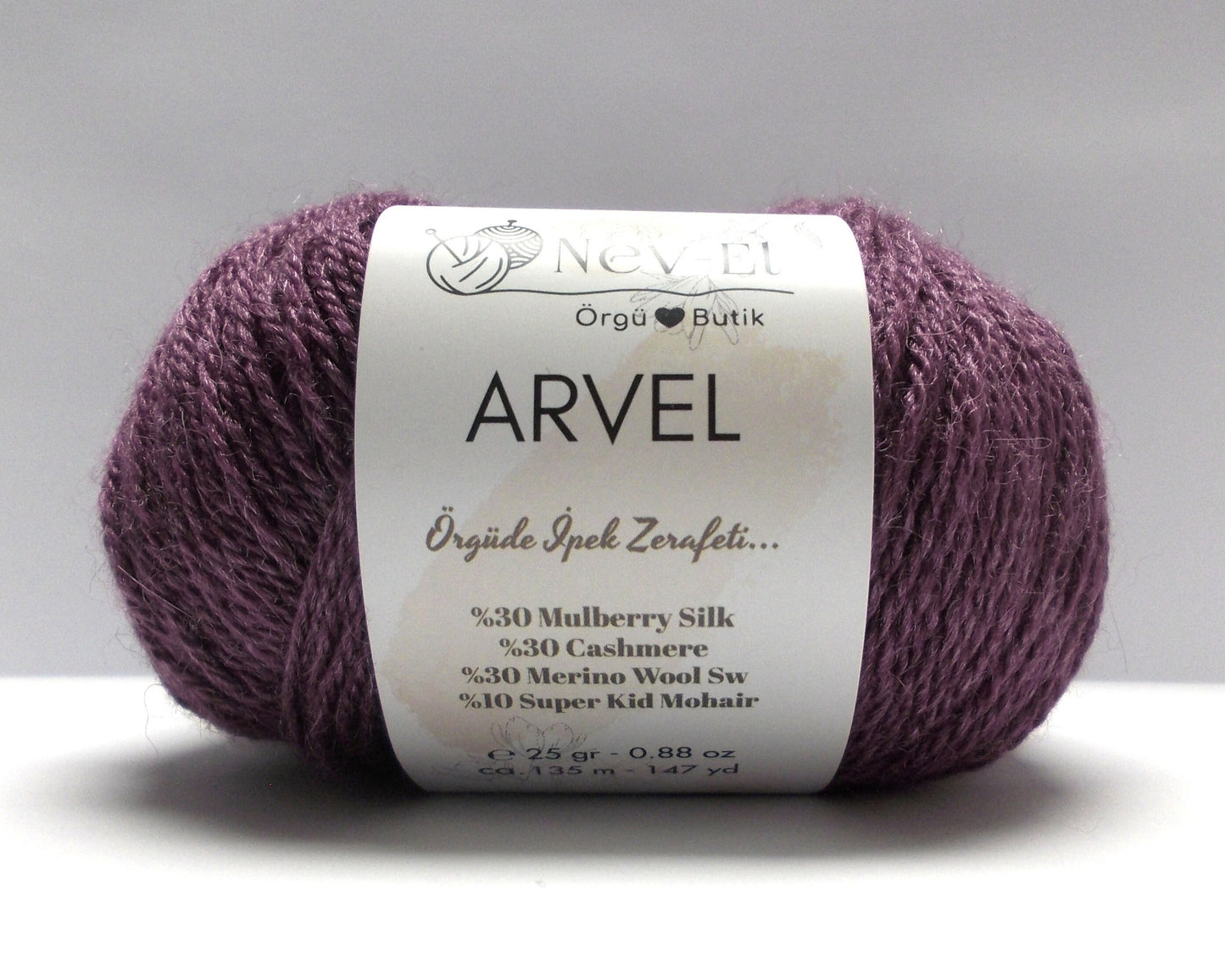Nevel Arvel Yarn – Luxury Winter Yarn – Mulberry Silk, Cashmere, Merino & Mohair – Soft, Silky - Fun to Knit – 13 Colors
