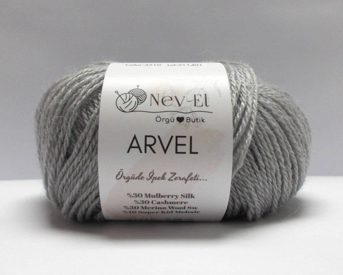 Nevel Arvel Yarn – Luxury Winter Yarn – Mulberry Silk, Cashmere, Merino & Mohair – Soft, Silky - Fun to Knit – 13 Colors