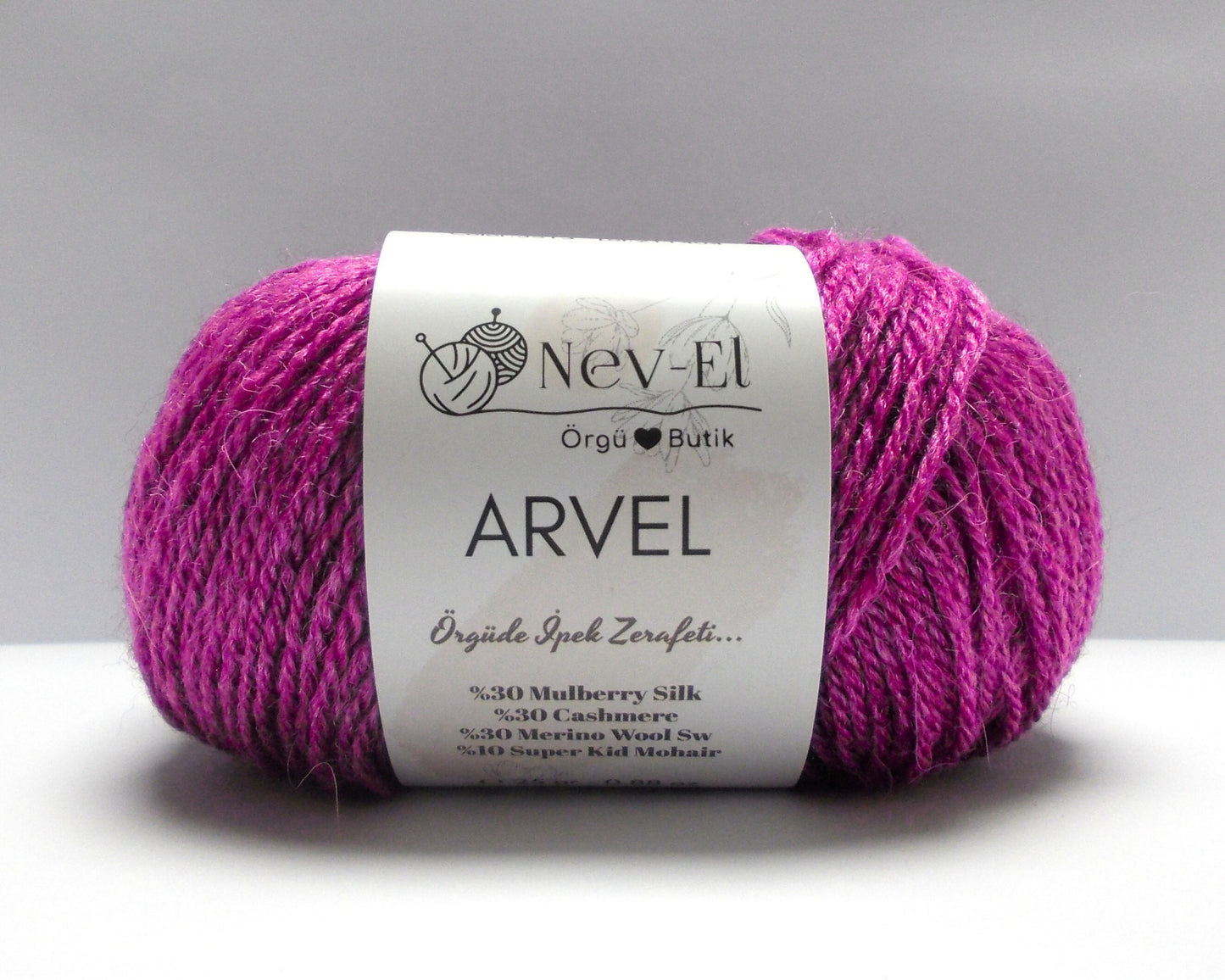 Nevel Arvel Yarn – Luxury Winter Yarn – Mulberry Silk, Cashmere, Merino & Mohair – Soft, Silky - Fun to Knit – 13 Colors