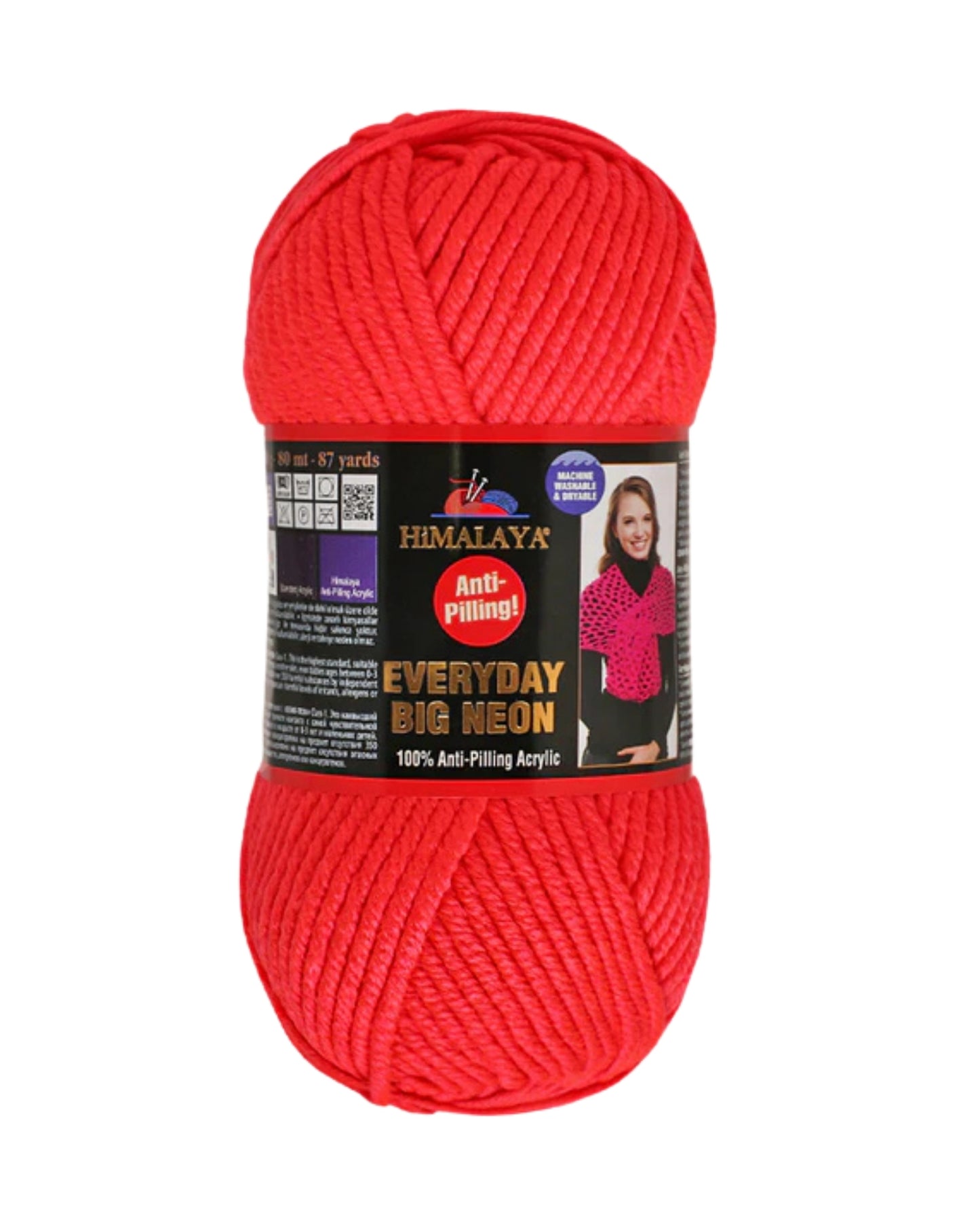 Himalaya Everyday Big Neon Yarn – Super Bulky 100 g / 80 m Anti‑Pilling Acrylic – Bright Neon Pink Chunky Yarn for Knitting & Crochet