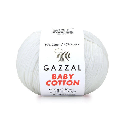 Gazzal Baby Cotton – Lightweight Soft Yarn for Babies & Kids | 50g, 165m