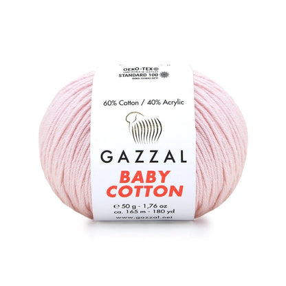 Gazzal Baby Cotton – Lightweight Soft Yarn for Babies & Kids | 50g, 165m