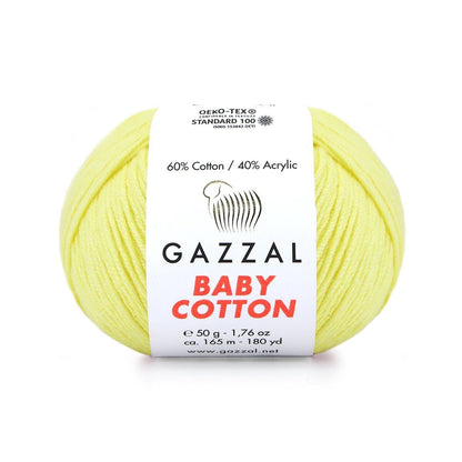 Gazzal Baby Cotton – Lightweight Soft Yarn for Babies & Kids | 50g, 165m