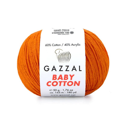 Gazzal Baby Cotton – Lightweight Soft Yarn for Babies & Kids | 50g, 165m