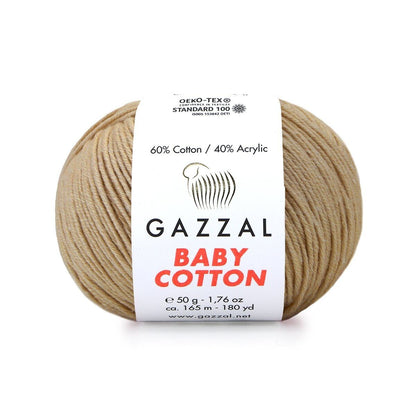 Gazzal Baby Cotton – Lightweight Soft Yarn for Babies & Kids | 50g, 165m
