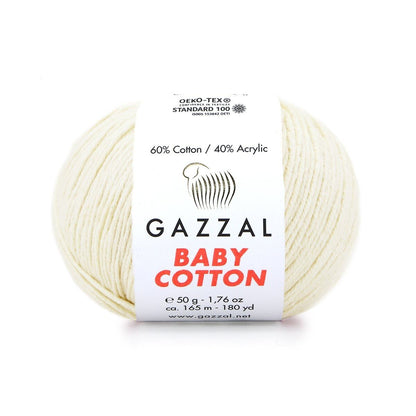 Gazzal Baby Cotton – Lightweight Soft Yarn for Babies & Kids | 50g, 165m