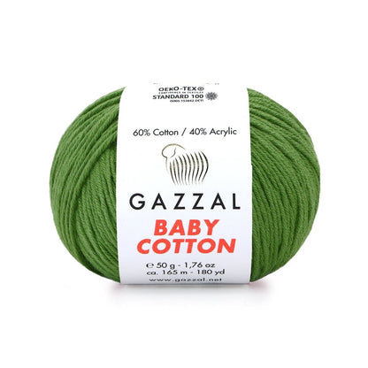 Gazzal Baby Cotton – Lightweight Soft Yarn for Babies & Kids | 50g, 165m