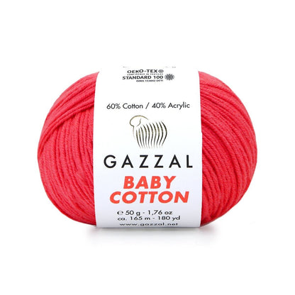 Gazzal Baby Cotton – Lightweight Soft Yarn for Babies & Kids | 50g, 165m