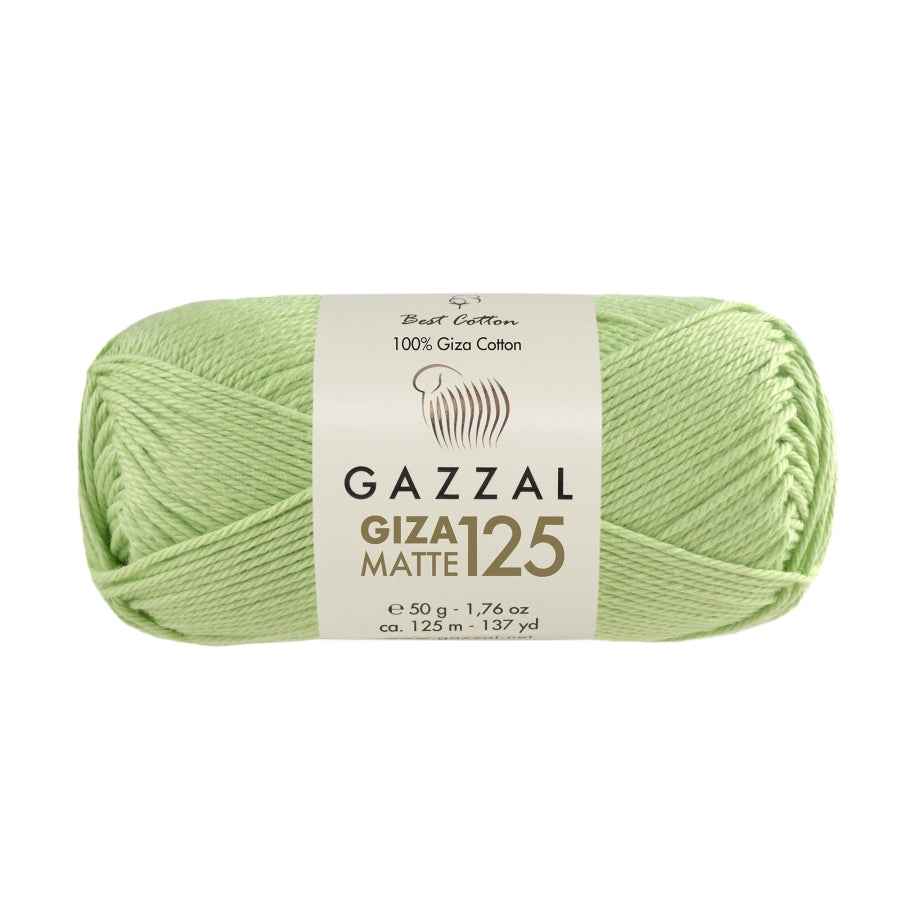 Gazzal Giza Matte 125 Cotton Yarn – 100% Egyptian Cotton, Matte Finish, 50g | Soft Knitting & Crochet Yarn