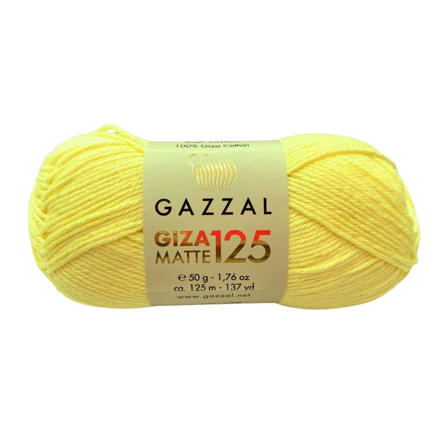 Gazzal Giza Matte 125 Cotton Yarn – 100% Egyptian Cotton, Matte Finish, 50g | Soft Knitting & Crochet Yarn