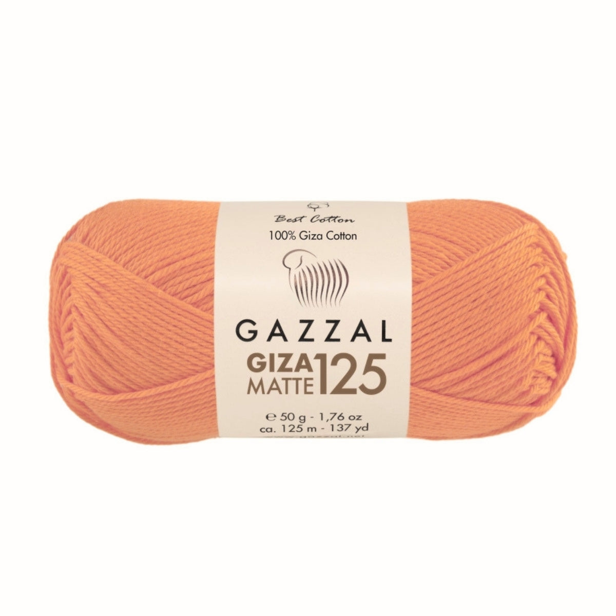 Gazzal Giza Matte 125 Cotton Yarn – 100% Egyptian Cotton, Matte Finish, 50g | Soft Knitting & Crochet Yarn